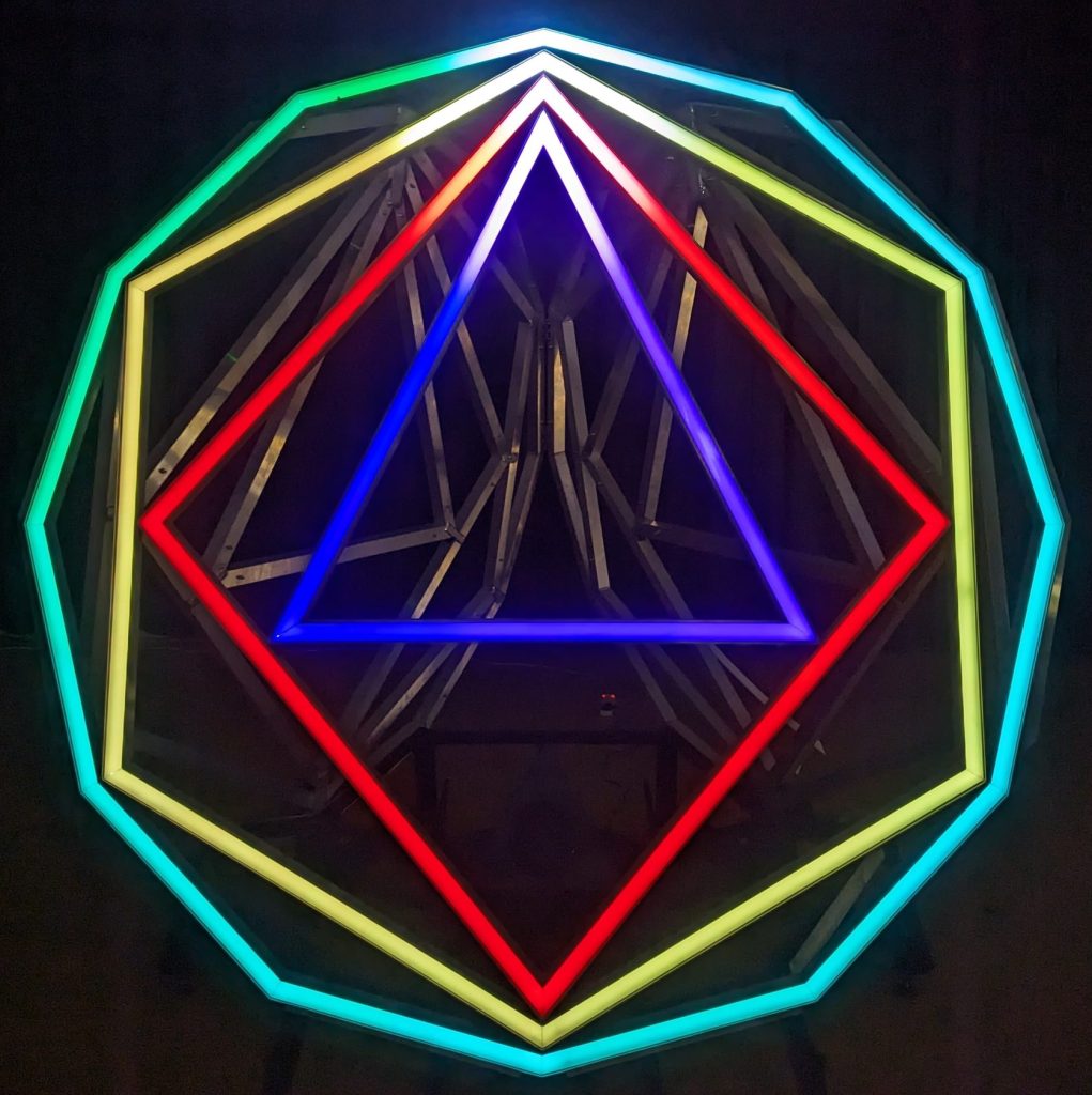 A glowing geometric structure